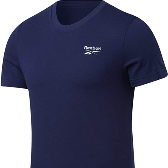 🆕Reebok Men's Standard Training E. Graphic T-Shirt,Vector Navy/Small White Logo - Picture 4 of 14